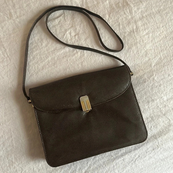 Vintage 1980’s Jay Herbert New York Accordion Style Brown Snakeskin Handbag - Picture 13 of 13